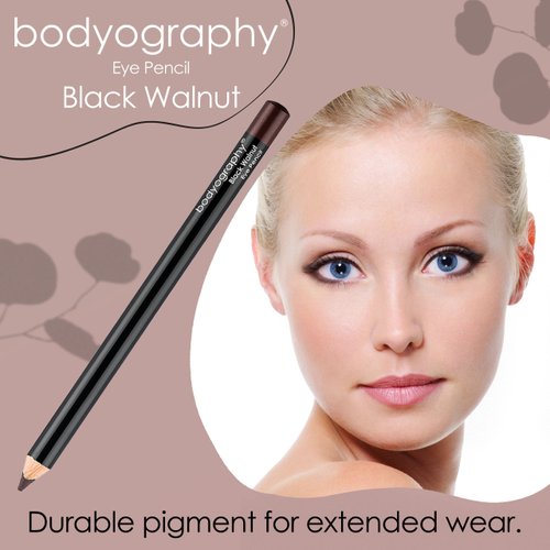 Bodyography Cream Eye Pencil (Black Walnut): Dark Brown Salon Wooden Waterproof Makeup Pencil w/ Coconut Oil | Long-Wearing, Cruelty-Free, Gluten-Free, Paraben-Free