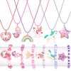 Bonuci 12 Pcs little Girls Jewelry Kids Necklaces and Bracelets Set Kids Jewelry for Girls Christmas Gift Cute Charm Toddler Bracelets for Pretend Play Dress Up Party Favors(Stylish Style)