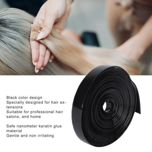 Hair Extensions Tape in Human Hair,9mm Width Hair Extensions Tape Roll,Black Keratin Glue Strip Tape Hair Extensions,Strong Adhesion Long Lasting Hair Wig Tape for Home and Hair salons