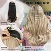 ALXNAN Clip in Hair Extensions,7PCS Dirty Blonde Mixed Bleach Blonde Hair Extensions Thick Long Stright Layered Hair Extensions 20 Inch Invisible Lace Weft Hair Extensions for Women