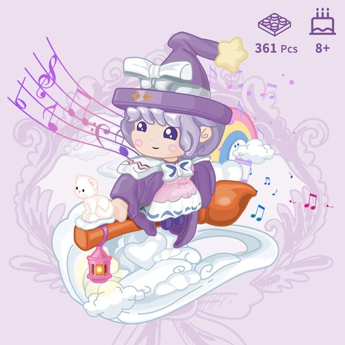 Oichy Music Box Building Toys, Little Witch DIY Music Box Kit for Kids, Fairy Tale Series Building Blocks Set Educational Toys Birthday Gift for Adults Girls Boys Ages 8+(316 PCS)