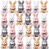 Sotiff 24 Pcs Plush Bunny Stuffed Animal Bulk 4.7 Inch Mini Bunnies Keychain Doll Furry Rabbit with Bow Tie for Birthday Xmas Easter Baby Shower Party Favor Gifts Classroom Rewards(Classic Color)