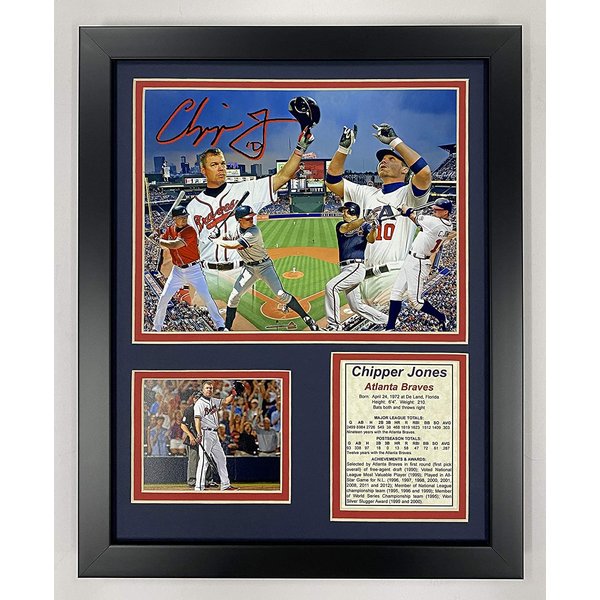 Legends Never Die Chipper Jones- Atlanta Brave and Team USA Legend Collectible | Framed Photo Collage Wall Art Decor, 11 x 14-Inch