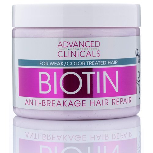 Advanced Clinicals Biotin Hair Treatment Anti-Breakage Repair Hair Mask. Strengthen Broken, Color-Treated Hair W/Repairing Deep Conditioner Manuka Honey & Caffeine, Hydrating Mask Restores Weak Hair