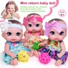 Beem Jun 6" Cute Small Baby Doll Newborn Baby All Vinyl Reborn Baby Dolls for Girls Swivel Mini Dolls 16 cm Crying Baby DIY Toys for Ages 3