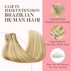 GOO GOO Clip in Hair Extensions Real Human Hair, 18inch 120g 7Pcs, 18D/22F Dirty Blonde Highlights, Remy Human Hair Extensions Clip ins for Women, Natural Human Hair