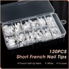 Ranrose French Nail Tips 120PCS Short Square Half Cover Nail Tips Press On Nails 12 Sizes French Fake Nails Acrylic White Nail Tips with Box