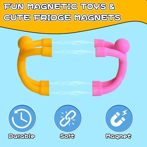 Cute Magnet Men Toys 5PCS, Multipurpose Stretchy Fidget Toys for Kids Adults Colorful Magnetic People Travel Toy, Funny Fridge Magnet Office Desk Magnetic Toys Christmas Basket Stuffers for Toddler