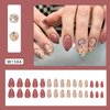 Short Press on Nails Almond Brown Flower Nails Press Ons Extra Short Fake Nails with Blue Flower Designs Short Ombre False Nails Summer Oval Glossy Stick on Nails for Women Acrylic Glue on Nails Kit