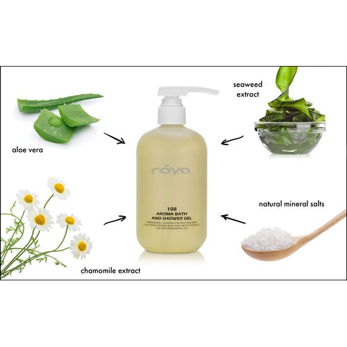 Raya Aroma Bath and Shower Gel 16 oz (108) | Gentle and Moisturizing Body Cleanser | Great for All Skin