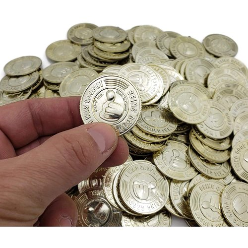 Zugar Land Double-Sided 3D I was Caught Being Good Plastic Metallic Gold Coins. (144 Pack)