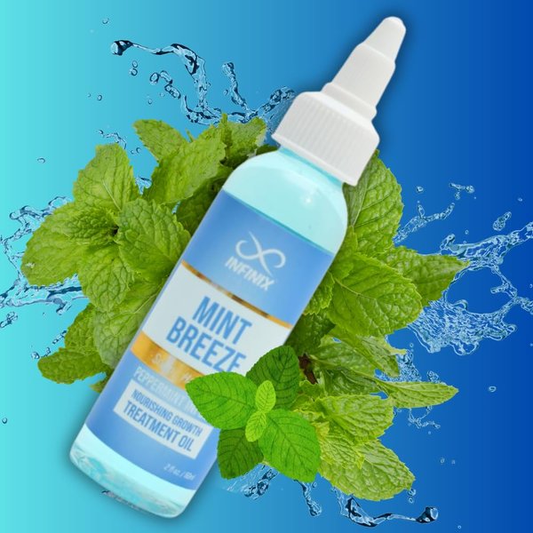 Infinix Treatment Hair Oil - Mint Breeze for Scalp, Hair, and Skin - Peppermint Infused Nourishing Growth Oil | 2 fl oz/60ml