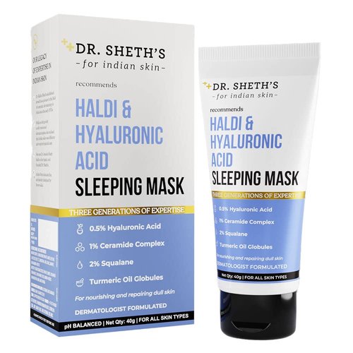 Dr. Sheth's Turmeric & Hyaluronic Acid Sleeping Mask | Repairs Damage & Skin Barrier Overnight | Gives Glowing, Plumper Skin | Lightweight Hydration | 1.41 Oz/40g