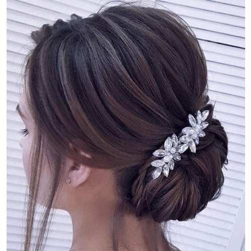 Yean Silver Wedding Hair Pins Bridal Headpiece Women Hair Accessories for Brides and Bridesmaids (Pack of 2)