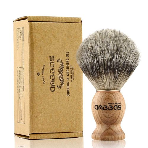 Anbbas Shaving Brush, Handmade Pure Badger Hair Brush with Natural Manchurian Ash Wood Handle for Men Traditional Wet Shaving