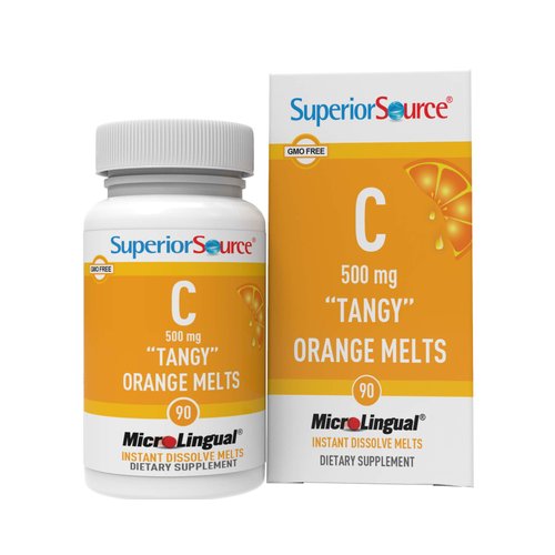 Superior Source Vitamin C 500 mg MicroLingual Tablets - Buffered VIT C Tangy Orange Melts - Immune System Booster, Energy Vitamins - 90 Count