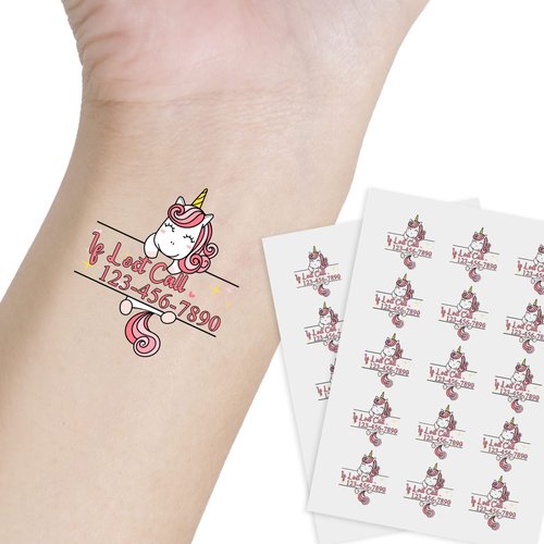 Customized Temporary Tattoos for Kids, Custom Tattoos Emergency Contact Number on Tattoos to Prevent Child Lost-30pcs Pre-cut