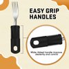 Uiifan 2 Set (10 Pcs) Adaptive Utensils Stainless Steel Parkinsons Utensils Easy Grip Handles Non Weighted Built Up Utensils for Adults Lightweight Arthritis Tools for Hands Tremors Elderly, Black