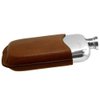 English Pewter Company 6oz Pewter Liquor Hip Flask with Luxury Brown Leather Pouch [PLF01]