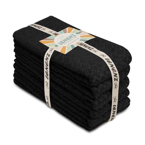 Lenenz Kitchen Towels - Pack of 6 Dish Towels for Kitchen 18'' x 28'' - 50% Cotton and 50% Rayon from Bamboo Super Plush Kitchen Towel and Dishcloths Sets - Kitchen Hand Towels for Quick Drying