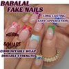 BABALAL French Tip Press on Nails Medium Square Fake Nails Colorful Glue ons Nails Crocodile Pattern Design Acrylic Nails 24Pcs Squoval Full Cover False Nails