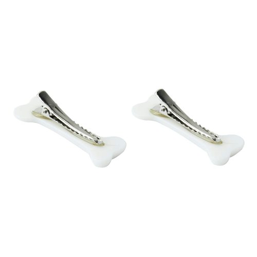 2Pcs White Dog Bone Hair Clips Hairpins Barrette,Punk Personality Women Lovely Hair Band Decoration Design Headwear Air Clips