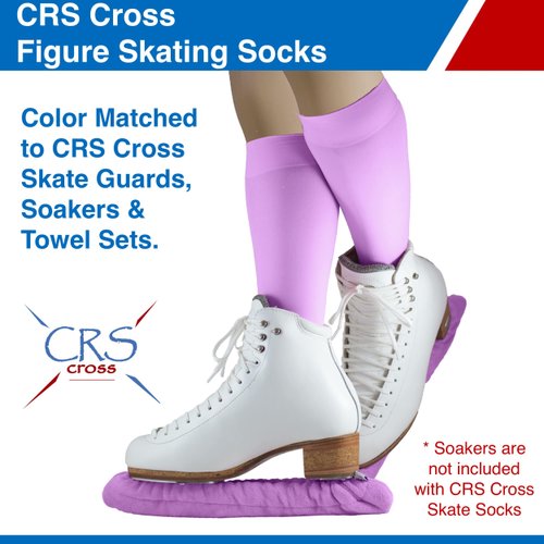CRS Cross Figure Skating Socks (2 Pair) Premium Knee High Tights for Ice Skates, Footed Skate Socks, Ice Skating Socks, Dance (Pivot Purple)