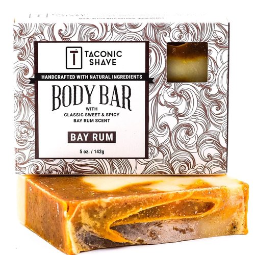 Taconic Shave, Natural Body Soap Bar Variety Pack with 3 Bars – 1 Bar Each of Taconic’s Bay Rum, Exfoliating Scrub and Dead Sea Salt, Handmade in the USA