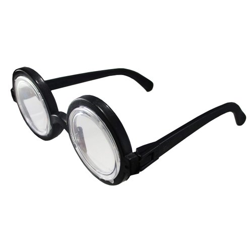 Hitele Round Bubble Thick Scratchy Lensed Nerd Eye Glasses Fake Plastic Costume Prop (ferrous)