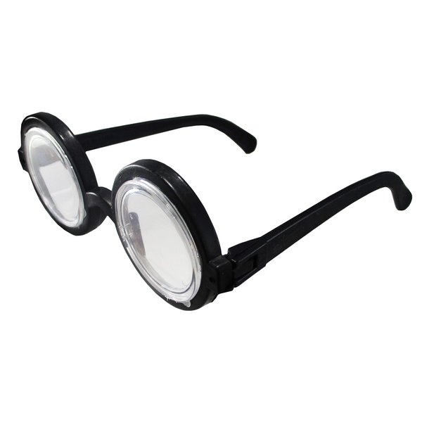 Hitele Round Bubble Thick Scratchy Lensed Nerd Eye Glasses Fake Plastic Costume Prop (ferrous)