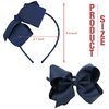 MEEDEE Navy Headband with Bow Fashion Solid Grosgrain Ribbon Hair Bows Big Bow Headbands for Girls Toddler Teens Kids Holiday Dress Decoration Makeup Cosplay Party Headwear Handmade