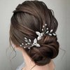 Asooll Pearl Bride Wedding Hair Pins Silver Leaf Bridal Hair Pieces Crystal Hair Clips Rhinestone Hair Accessories for Women and Girls(Pack of 2)
