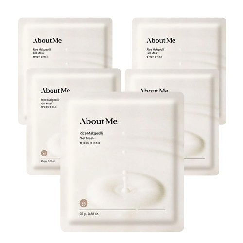 About Me Rice Makgeolli Gel Mask - Hydrating Face Mask with Fermented Rice Wine for Smooth, Bright Skin, Vegan (5 Sheets)