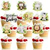 Weecent 45 Pcs Safari Baby Shower Cupcake Toppers Jungle Animals Oh Baby Party Decorations Safari Theme Cupcakes Toppers for Boys Kids Baby Shower Nursery Wild Party Supplies