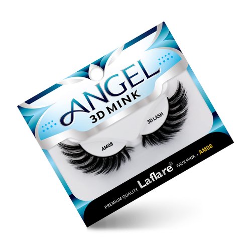 Laflare 3D MINK ANGEL Eyelashes, Soft, Feather-Light, Double-Layer, Voluminous, Glamorous, Fluffy, Striking Look, Reusable Premium Quality False Mink Lashes (AM08)