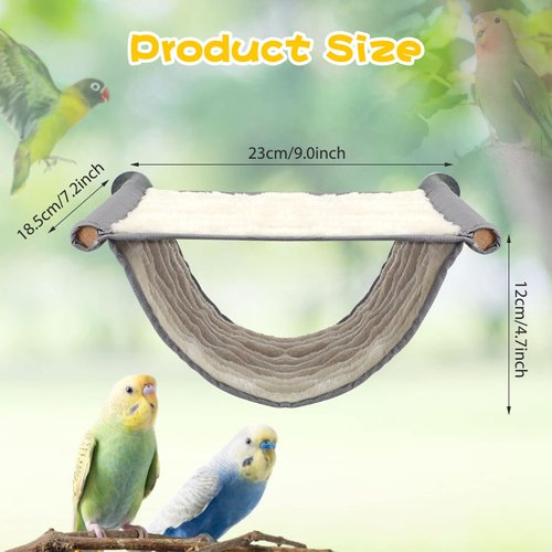 BWOGUE Winter Warm Bird Nest Bed Hanging Hammock Snuggle Hut Parrot House Tent Toy Bird Cage Perch for Parakeet Budgies Cockatiels Lovebird Cockatoo Finch Hamster Chinchilla Guinea Pig(Medium, Grey)