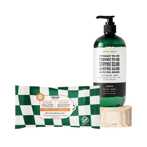 Stryke Club Zit Zapper Kit, 2-Step Acne Treatment, Gentle Face and Body Cleanser, Body Wash and Acne Wipes, For Teens, Dermatologist Formulated, Clean Ingredients