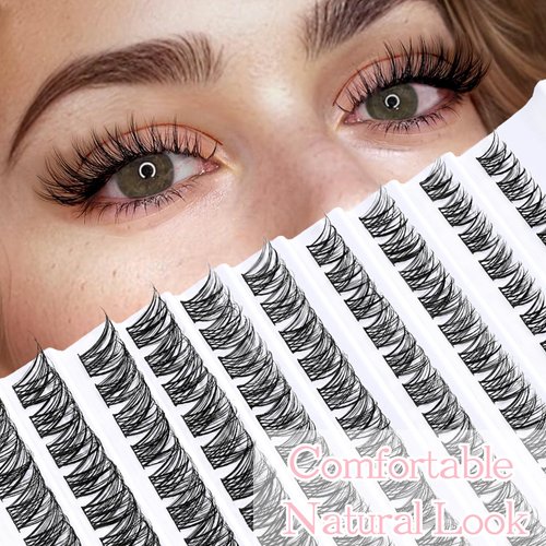 SLSXNL Lash Clusters Eyelash Extensions,D Curl 8-16MM Natural Eyelash Clusters,Wispy Cluster Lashes 8mm 10mm 12mm 14mm 16mm 120pcs Thin Band False Eyelashes
