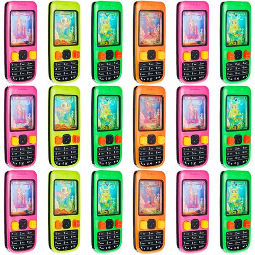 Syhood 24 Pcs Cellphone Water Ring Game 4 Inches Colorful Handheld Phone Game Water Ring Toss Handheld Game for Kids New Year Birthday Holiday Party Favors Gifts Contest Prize