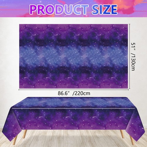 QUERICKY 4 Pack Space Galaxy Party Tablecloths, Starry Night Tablecover Supplies, 51x87'' Plastic Galaxy Table Cover for Space Galaxy Theme Party Decorations, Outer Space Stars Theme Birthday Decor