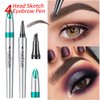 GL-Turelifes Eyebrow Pencil with 4 Tip Micro Head, Liquid Eyebrow Microblading Pen, Eyebrow Pen Micro 4 Point Brow Pen Long-Lasting Waterproof & Smudge-proof Natural Eyebrow Makeup (#5 Smoky Gray)