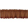 VHC Brands Burgundy Check Primitive 16"x72" Valance Red Rod Pocket Cotton Kitchen Window Curtains