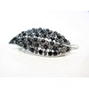 Blue and silver flower and leaf crystal hair clip barrette bridal hair clip