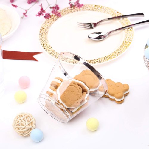 TABLECLOTHSFACTORY 12 Pack 6.5 oz Plastic Wine Glasses Disposable 2-Piece Rose Gold Rimmed Design With Detachable Base