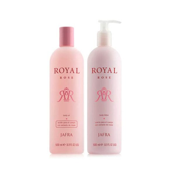 Jafra Royal Rose (Rich Body Oil & Lotion Set) 16.9oz Each