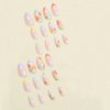 24 Pcs Almond Press on Nails Short Fake Nails French Tip False Nails with Flower Designs Acrylic Glue on Nails Spring Summer Stick on Nails for Women Girls Nail Art