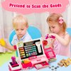 Kids Cash Register Toy with Shopping Cart Toddler Pretend Play Store Cashier Register for Kids with Music / Real Calculator / Scanner Learning Toys for Girls Birthday Gift for 3-8 Year Old Girl