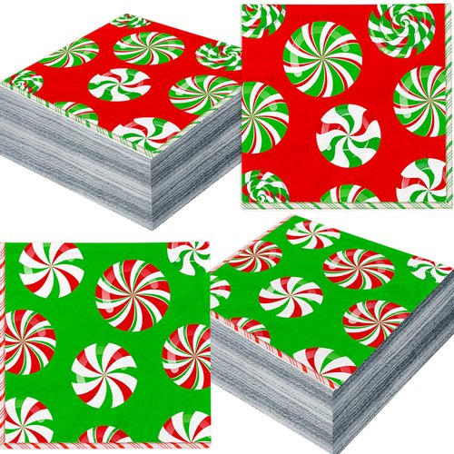 48Pcs Candy Cane Christmas Party Decorations Candy Christmas Napkins Christmas Tableware for Candy Cane Party Supplies Candy Cane Party Decorations Christmas Party Decorations