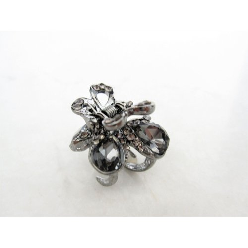 Generic Mini silver metal gray butterfly crystal hair claw clip for thick hair