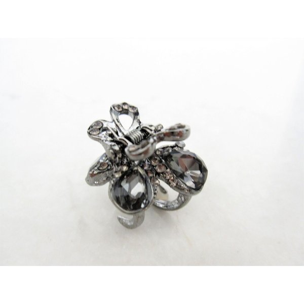 Generic Mini silver metal gray butterfly crystal hair claw clip for thick hair